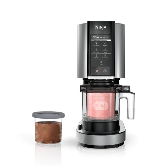 Ninja Creami 7-In-1 Ice Cream Maker with 2 Pint Containers & Lids - Gelato, Mix-Ins, Milkshakes, Sorbet, Smoothie Bowls & More - Cloud Silver